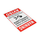 24 Hour Video Surveillance Warning Sign Sticker Security Video Spanish English Metal