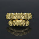 Hip Hop Plated Gold Braces Cut Face Cross Texture Teeth Real Gold Plating Teethgrillz Teeth Mould
