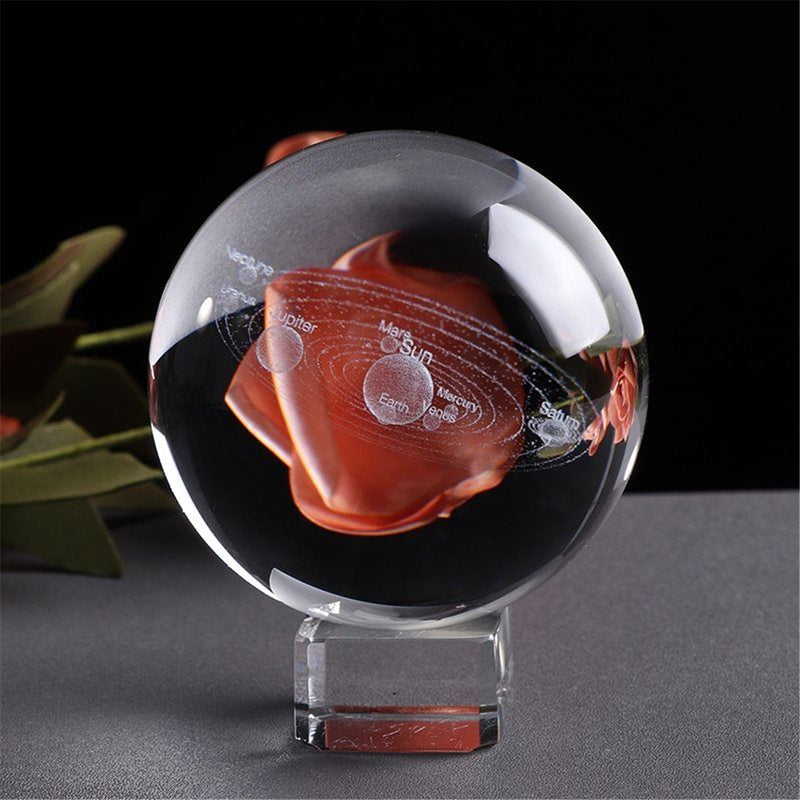 6cm Clear Glass Crystal Healing Ball Meditate Sphere Mascot Planet Space Decor
