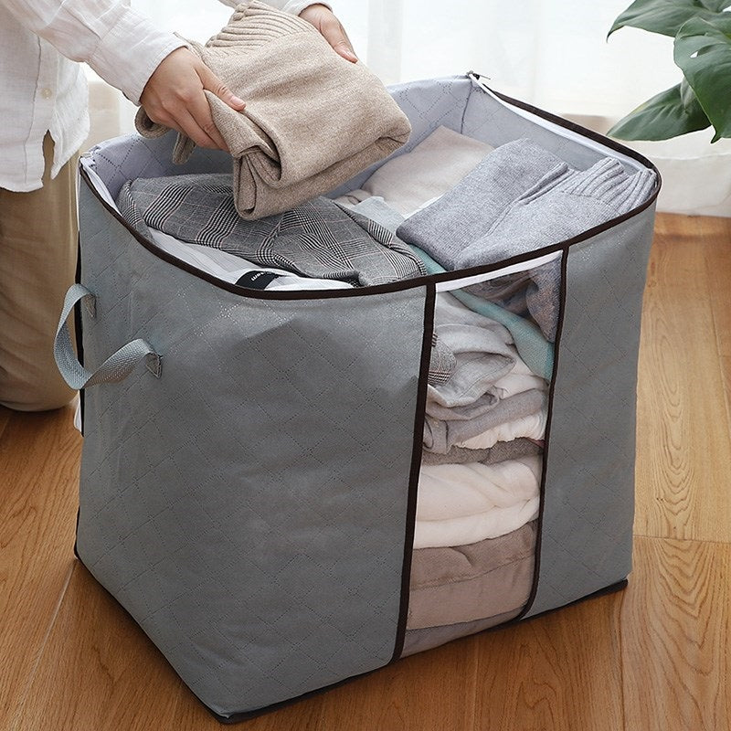 High Capacity Clothes Quilts Storage Bag Folding Organizer Bags Bamboo Portable Storage Container