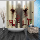 Halloween Shower Curtain Liner Window Curtains Horror Bloody Hands Bathroom