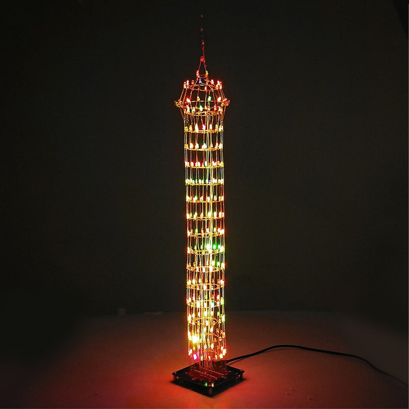 DIY Macao Tower LED Light Cube Wireless Remote Control Music Spectrum Electronic Kit