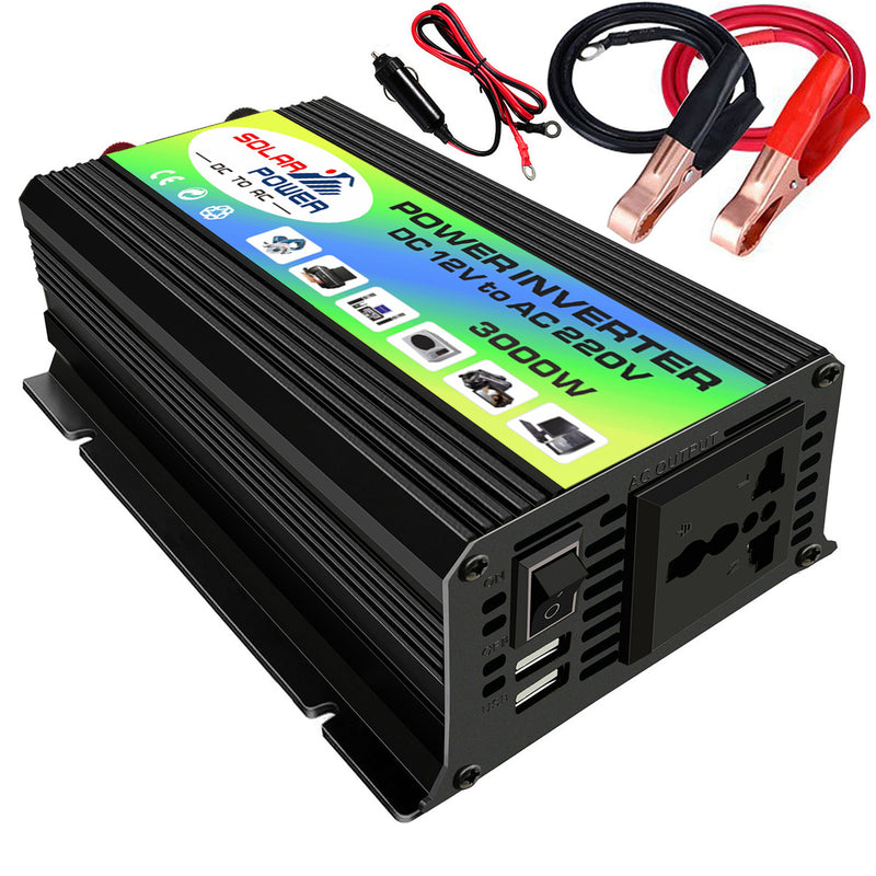 3000W Car Solar Power Inverter DC 12V to AC 110V 220V Dual USB Ports Modified Sine Wave Converter