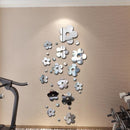 3D Plum Blossom Silver DIY Shape Mirror Wall Stickers Home Wall Bedroom Office Decor
