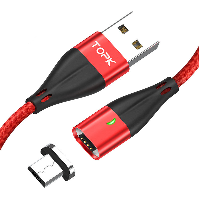 TOPK 1M 2.4A Magnetic Cable Quick Charge 3.0 Fast Charging Micro USB Data Cable for Mobile Phone