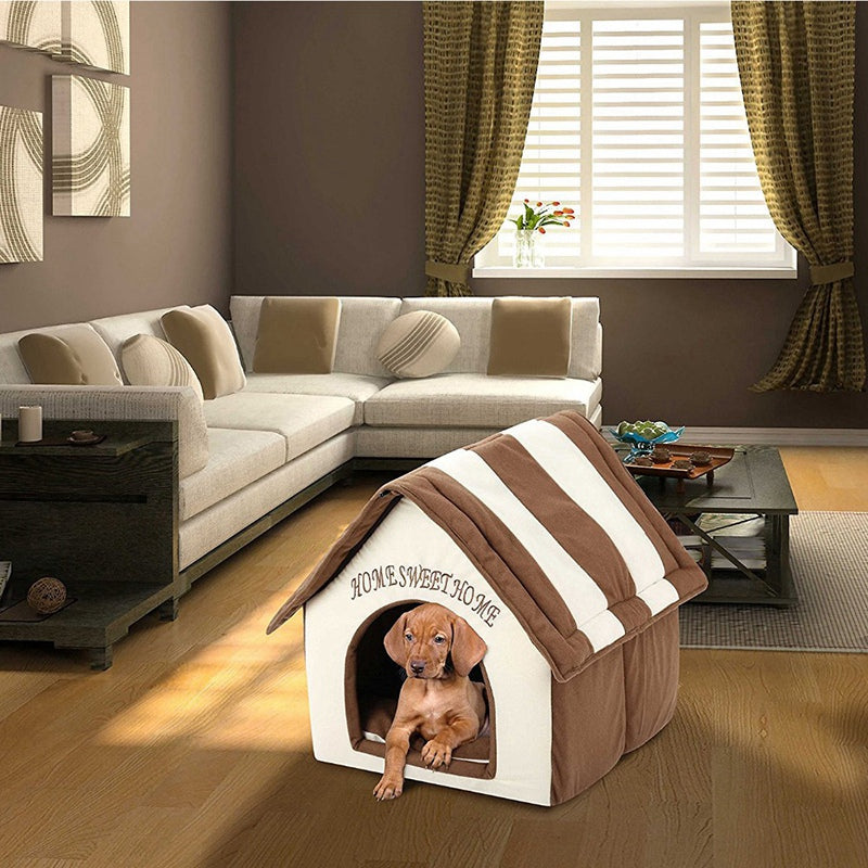 Home Sweet Home Pet Kennel Dog House Plush Pet Dog House Cat Bed Pet Suppli