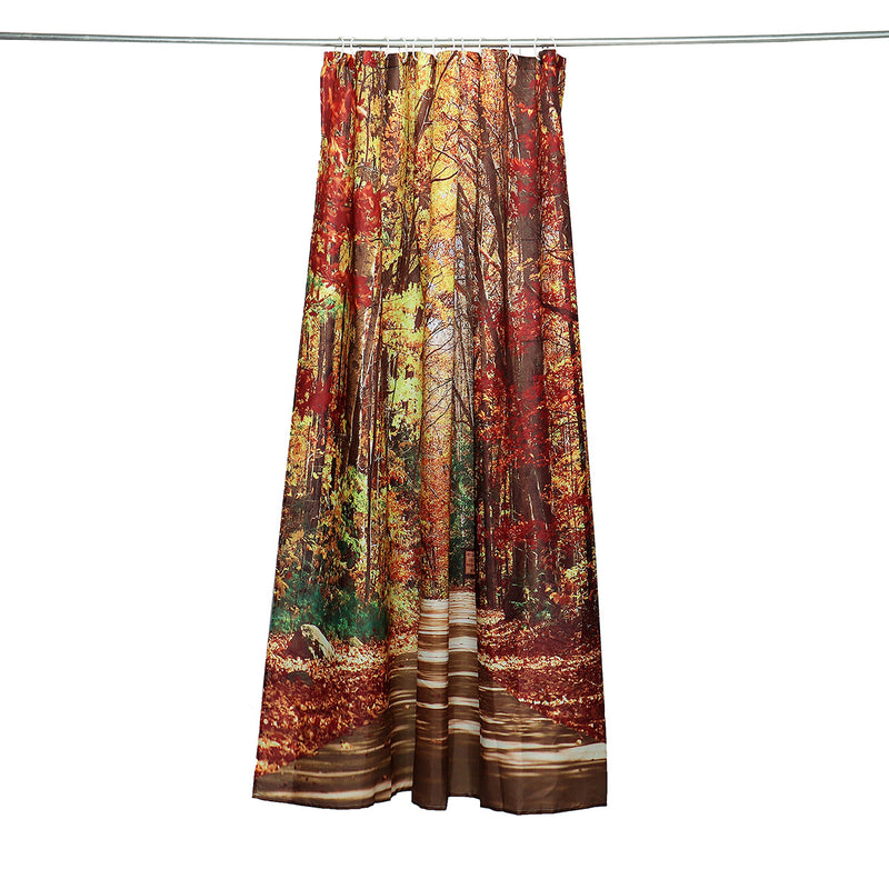 71''x71'' Autumn Leaves Pattern Waterproof Polyester Shower Curtain Bathroom Fabric with 12 Hooks