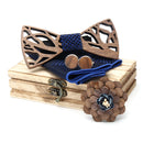 Handkerchief Cufflinks Set Wooden Bow Tie Bowknots for Wedding Pocket Square Hanky Cravat Decor Supplies