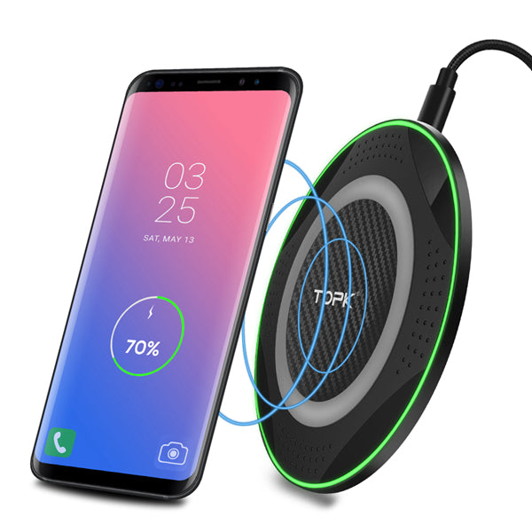 TOPK 10W 5W Wireless Charger Charging Pad With LED Light For iPhone XS MAX XR Note 9 S9 Xiaomi Mix 3