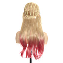 Women's Fashion Blonde Wig Ombre Pink Sweet Wave Wig Curly Hair Long Big Wave Wig