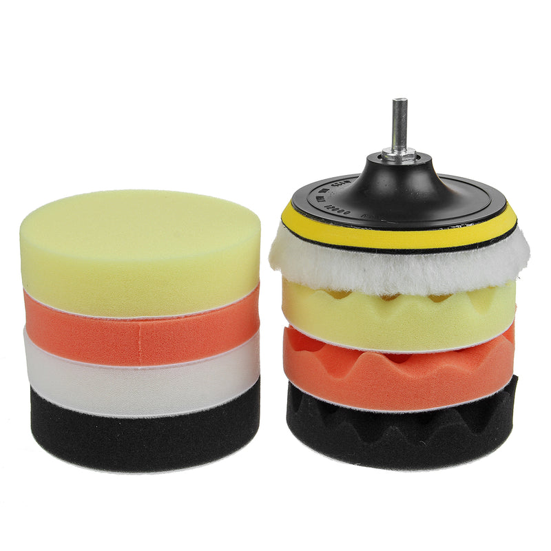 10pcs 3/4/5/6/7 Inch Buffing Waxing Polishing Sponge Pads Kit Set for Car Polisher Drill