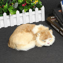 Realistic Sleeping Cat Lifelike Plush Fake Kitten Fur Furry Animal Figurine Toys Home Decorations