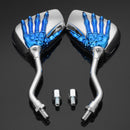 8mm Motorcycle Motor Bike Rear View Skeleton Skull Hand Claw Side Mirror
