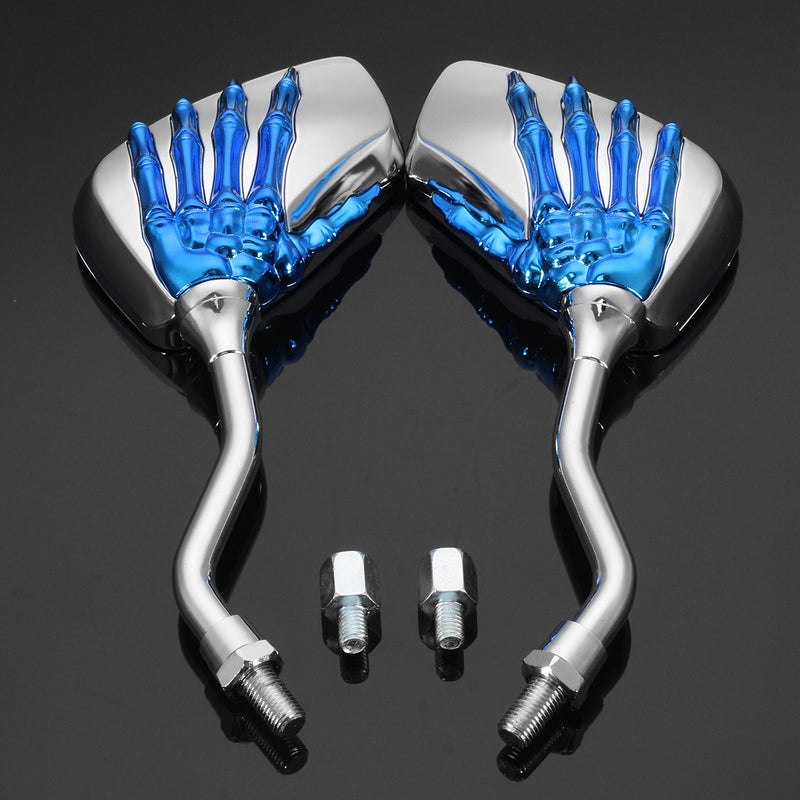 8mm Motorcycle Motor Bike Rear View Skeleton Skull Hand Claw Side Mirror