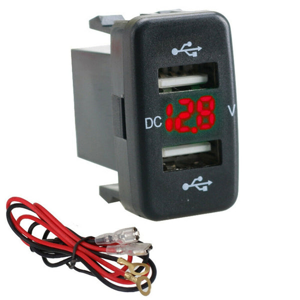 Car Charger Socket Dual Usb Port Charging Volt Display Adapter Fit for Toyo N1U9