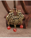 Vintage Red Agate Pendant Alloy Long Necklace Ethnic Style Necklaces For Women