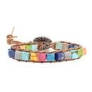 Bohemian 7 Chakra Natural Healing Stone Wrap Leather Bracelet for Women Bra U2F2