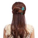 Unique Women Hair Accessories Vintage Butterfly Rhinestone Turquoise Tassel Hairpin