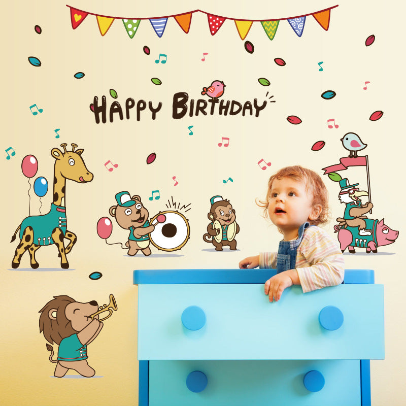 Miico SK7181 Happy Birthday Animal Concert Children's Bedroom Decorative Wall Sticker DIY Stickers