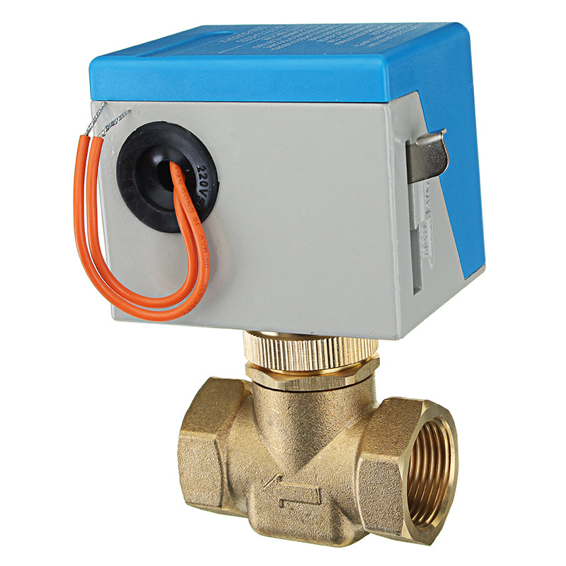 TMOK TK360 3/4" Motorized Electric Brass Globe Valves 2 Wire AC 220V Female Two Way Stop Valve