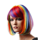 Anime Rainbow Wigs Colorful BOB Head Short Hair Wig Full Bangs High Temperature Wire Headcover Cosplay Hair Wigs