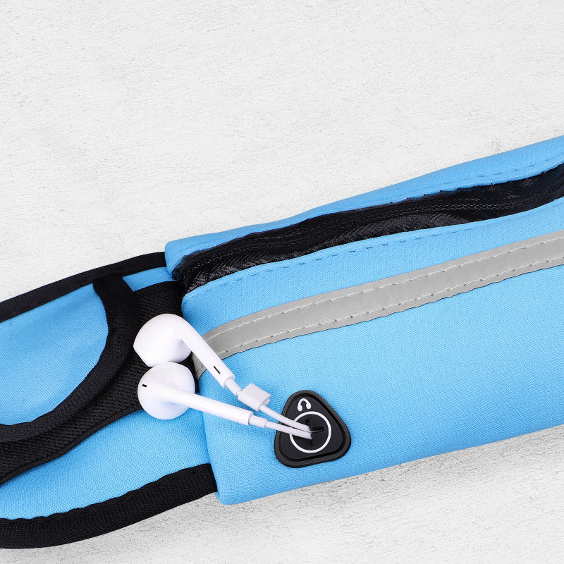 KUULAA Waterproof Pack Nylon Reflective Sports Waist Bag Storage Bag with Headphone Hole for Smartphone below 6.5 inch screen