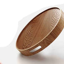 Round Serving Bamboo Wooden Tray for Dinner Trays Tea Bar Breakfast Food Co E6A9