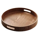 Round Serving Bamboo Wooden Tray for Dinner Trays Tea Bar Breakfast Food Co E6A9