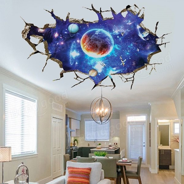 3D Sticker Outer Space Wall Stickers Home Decor Mural Art Removable Decor Sticker