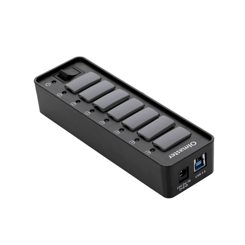 OImaster HB-8717U3 USB3.0 7 Ports Adapter 5Gbps with Dustproof Cap Switch Connector USB Hub for PC Laptop