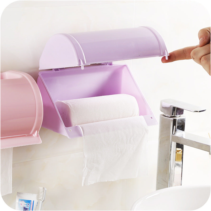 Plastic Waterproof Toilet Paper Holder Toilet Tissue Box Self Adhesive Bathroom Roll