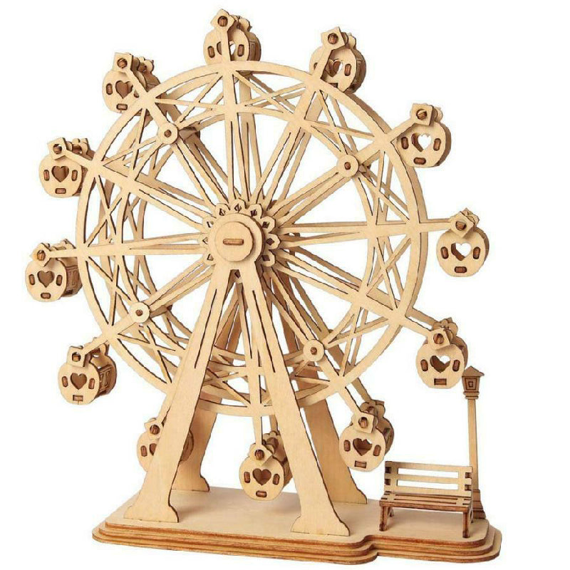 Woodcraft Construction Kit Ferris Wheel Wooden Model Jigsaw 3D Puzzle Toy for Kids Adults