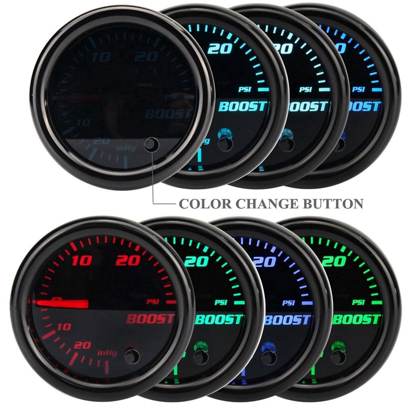 2Inch 52Mm 7 Color Led Mechanical Turbo Boost Psi Pressure Vacuum Gauge Met D2P9