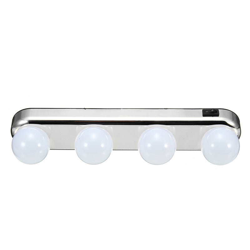 4 Bulbs LED Makeup Mirror Light Portable Suction Cups Batteries Powered Makeup Lamp