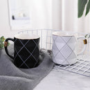 Nordic Golden Black Grid Geometry Ceramic Coffee Mug Porcelain Juice Drinki