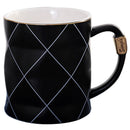 Nordic Golden Black Grid Geometry Ceramic Coffee Mug Porcelain Juice Drinki