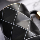 Nordic Golden Black Grid Geometry Ceramic Coffee Mug Porcelain Juice Drinki