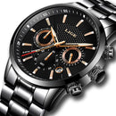 LIGE 9866 Chronograph Full Steel Band Men Wrist Watch Luminous Display Quartz Watch