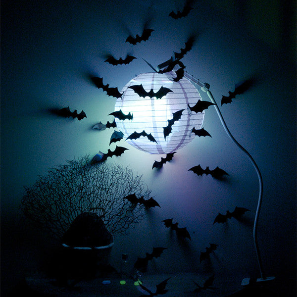 12Pcs 3D Bat Sticker Glossy Cool Wall Decals Decorative Home Room Window Tree Light Decor