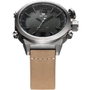 WEIDE WH6101 Fashion LED Digital Watch Waterproof Leather Strap Dual Display Watches