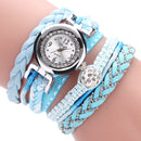 DUOYA DY080 Fashionable Fine Leather Band Winding Ladies Bracelet Watch Braided Quartz Watches