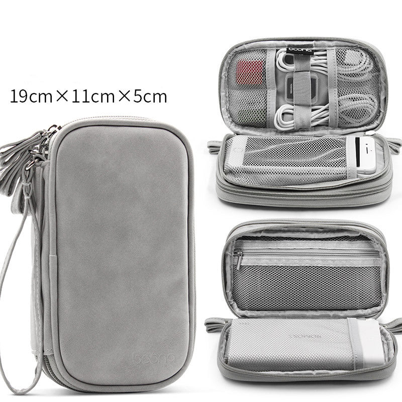 Boona 19cm*11cm Digital Accessories Storage Bag Double Layer 20000mAh Power Bank U Disk Memory Card USB Cable Organizer Travel Bag