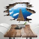 Miico Creative 3D Sky Bridge Broken Wall Removable Home Room Decorative Wall Door Decor Sticker