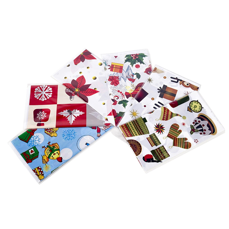 6Pcs Colorful Christmas Pvc Disposable Table Runner Printed Tablecloth Tabl P8S5
