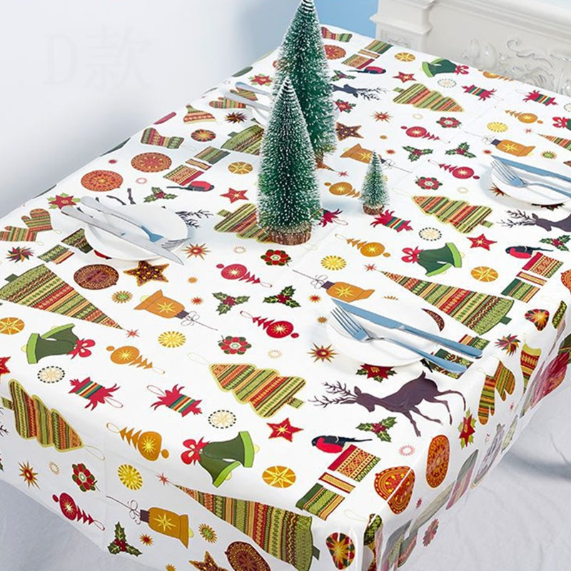 6Pcs Colorful Christmas Pvc Disposable Table Runner Printed Tablecloth Tabl P8S5