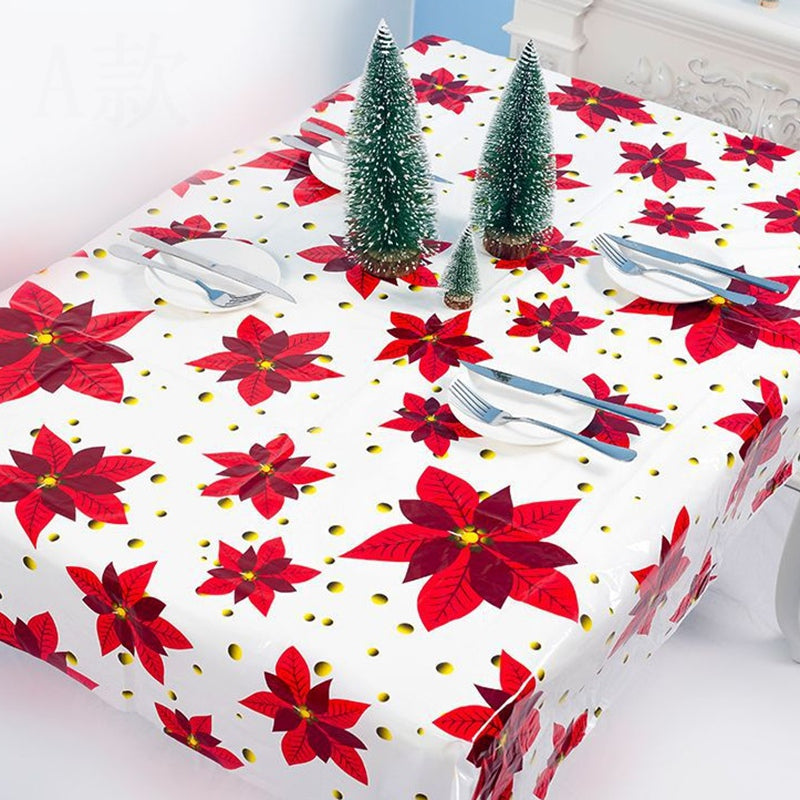 6Pcs Colorful Christmas Pvc Disposable Table Runner Printed Tablecloth Tabl P8S5