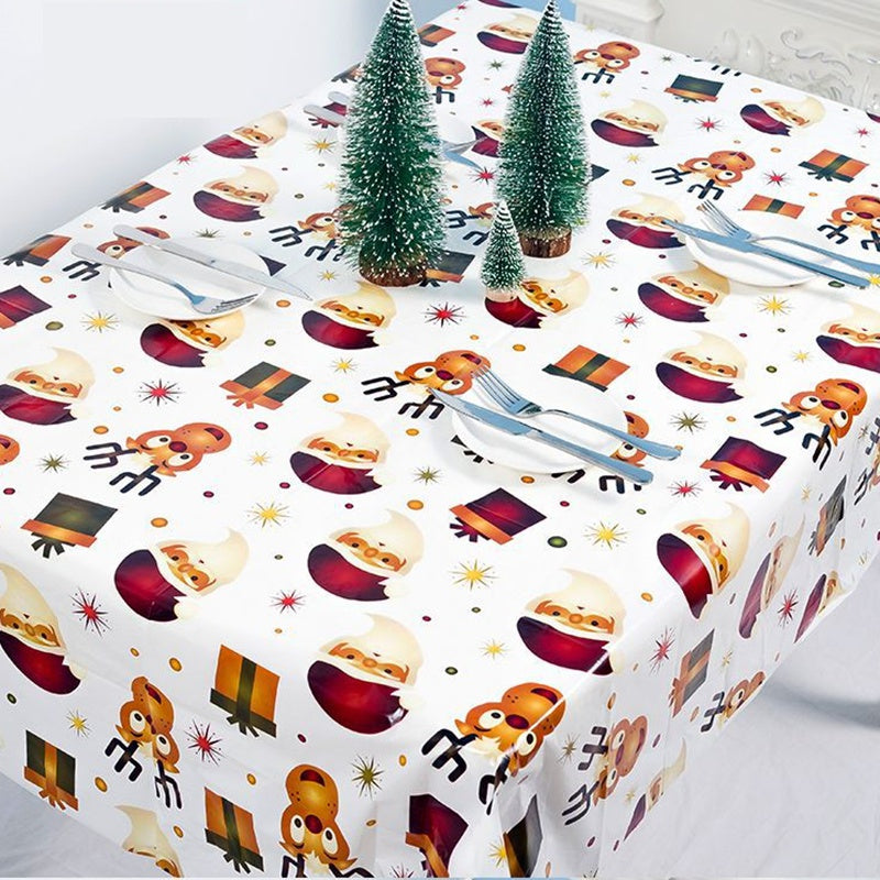 6Pcs Colorful Christmas Pvc Disposable Table Runner Printed Tablecloth Tabl P8S5
