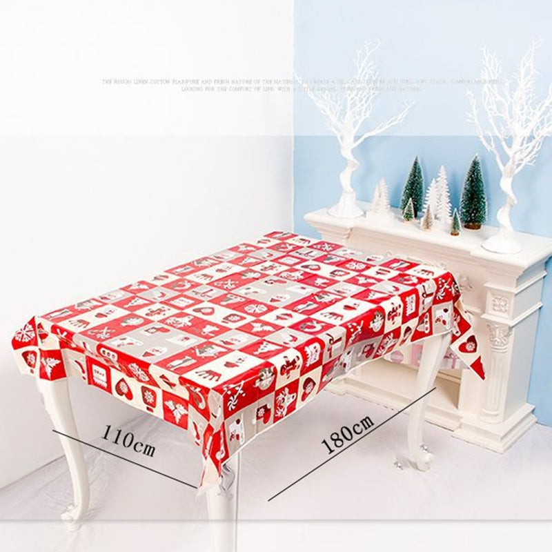 6Pcs Colorful Christmas Pvc Disposable Table Runner Printed Tablecloth Tabl P8S5