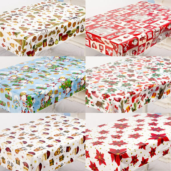 6Pcs Colorful Christmas Pvc Disposable Table Runner Printed Tablecloth Tabl P8S5