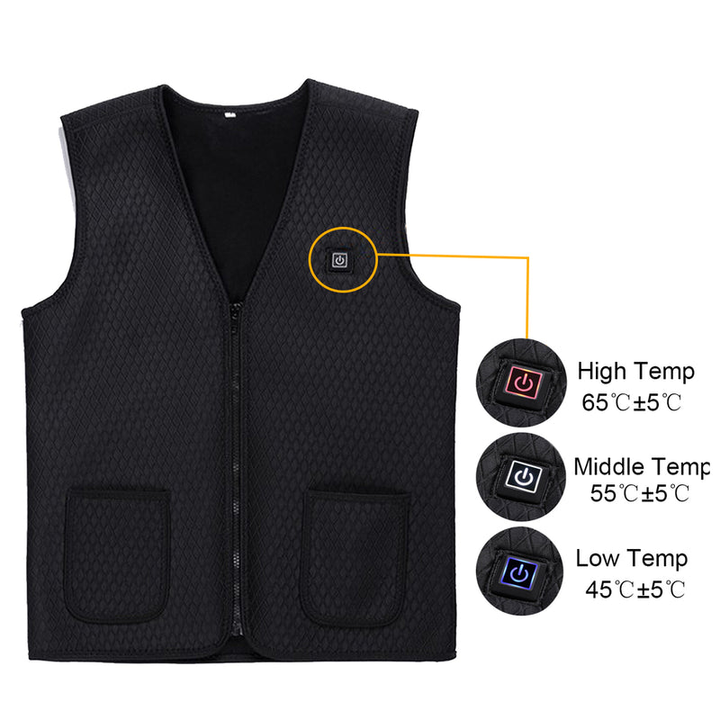 Electric Vest Heated Cloth Jacket USB Thermal Warm Heated Winter Body Warmer Ski